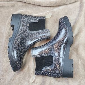 Ocean + Coast Animal Print Kensington Chelsea Rubber Rain Boots Size 10